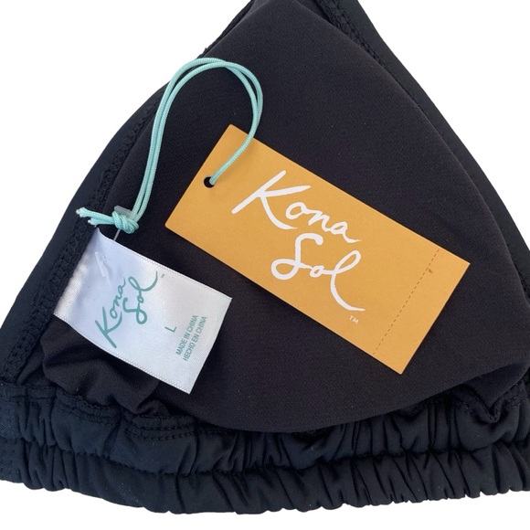 KONA SOL DOUBLE TUNNEL BIKINI TOP. BLACK. LARGE. - Picture 9 of 10